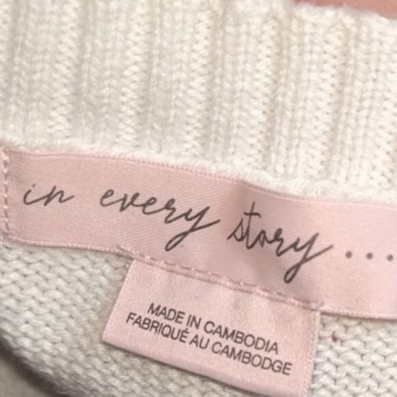 IN EVERY STORY White V-Neck Cotton Sweater Size X (Fits 1X) - Picture 4 of 4